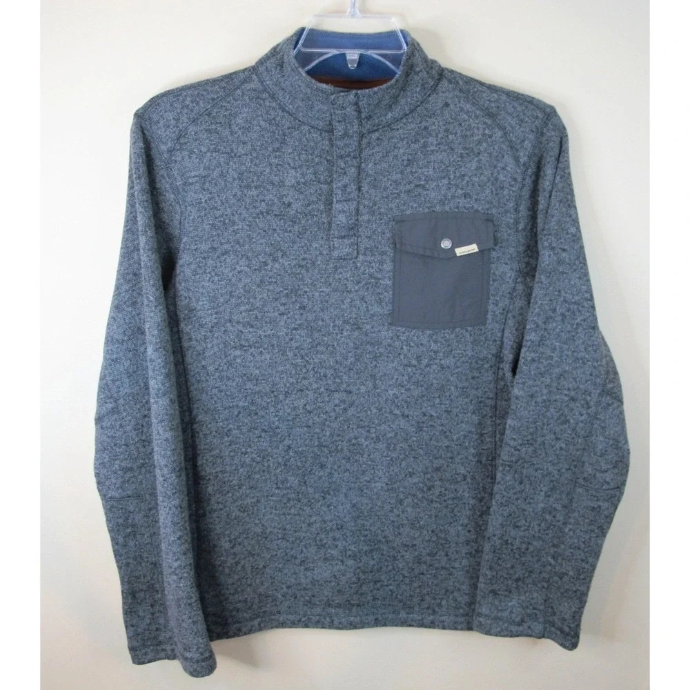 Woolrich 1/4 Snap Gray Long Sleeve Pullover Fleece Sweater Men's Medium‎